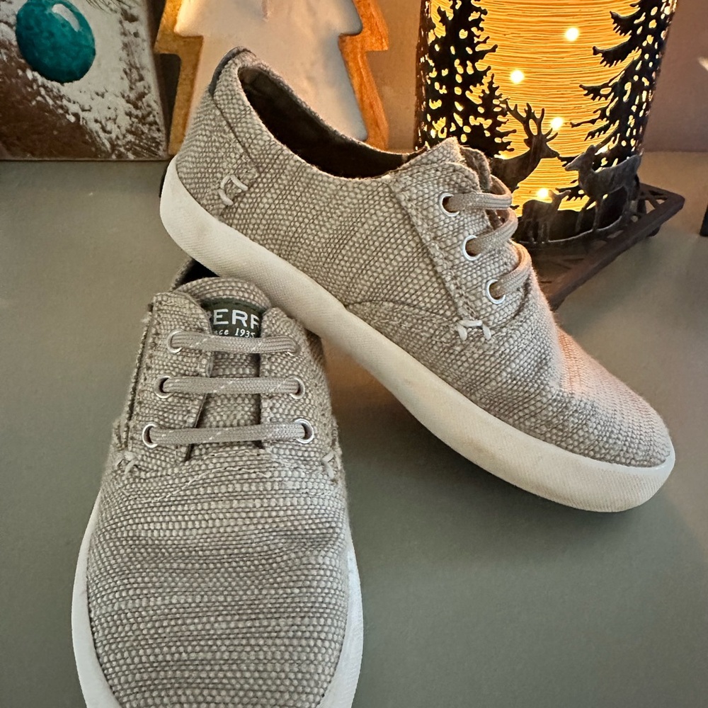 Sperry Textured Gray Sneakers with White Soles